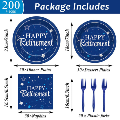 Qyeahkj retirement dessert plates 7 inch festive silver-blue accents for stylish celebrations