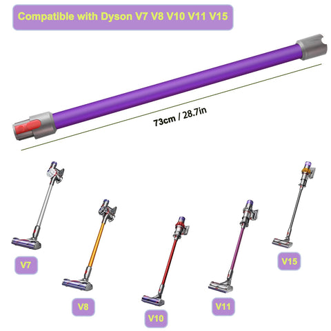Qygba Dyson wand extension with quick-release button shows easy attachment to the vacuum.