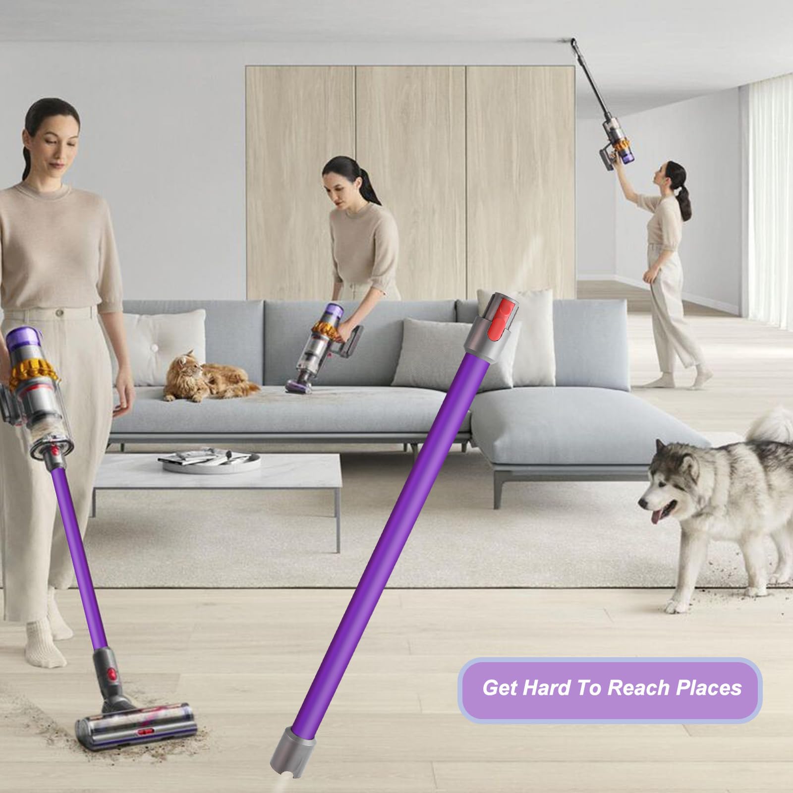 Qygba Dyson wand compatible with V7 to V15 models for versatile use.