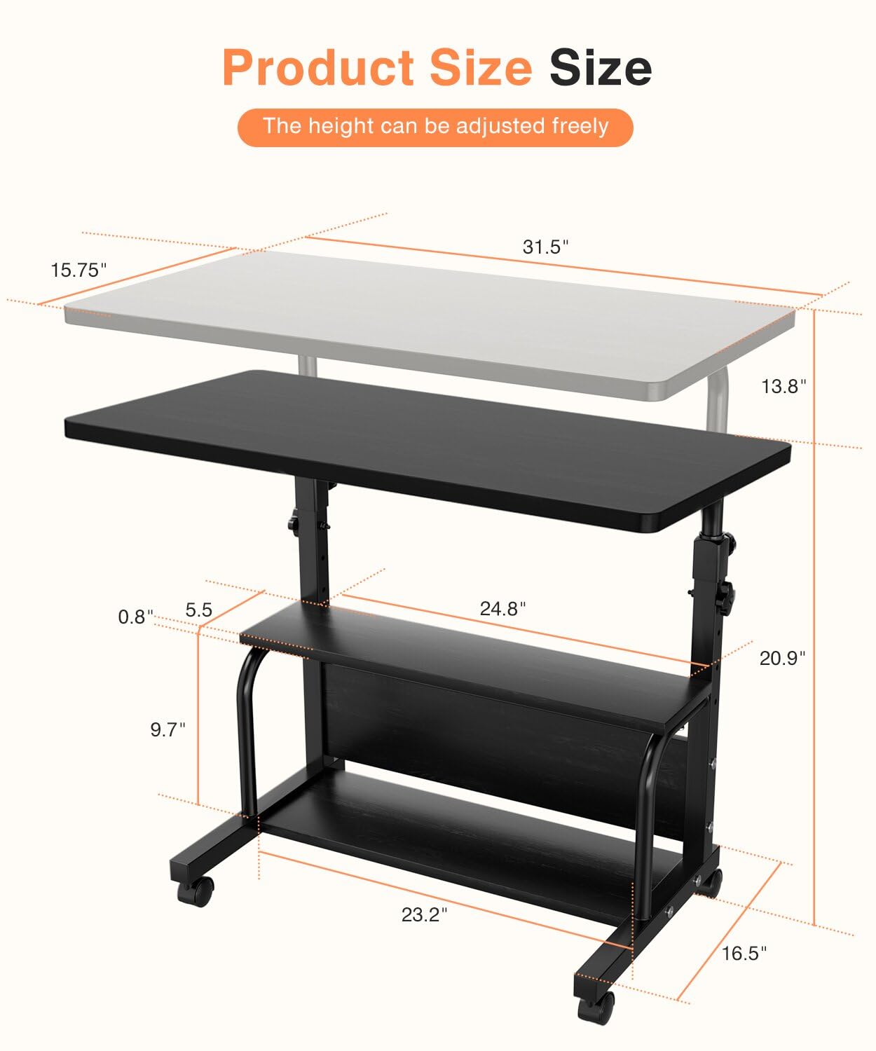 QZMDSM 32-inch desk with storage shelves keeps essentials organized for productivity.