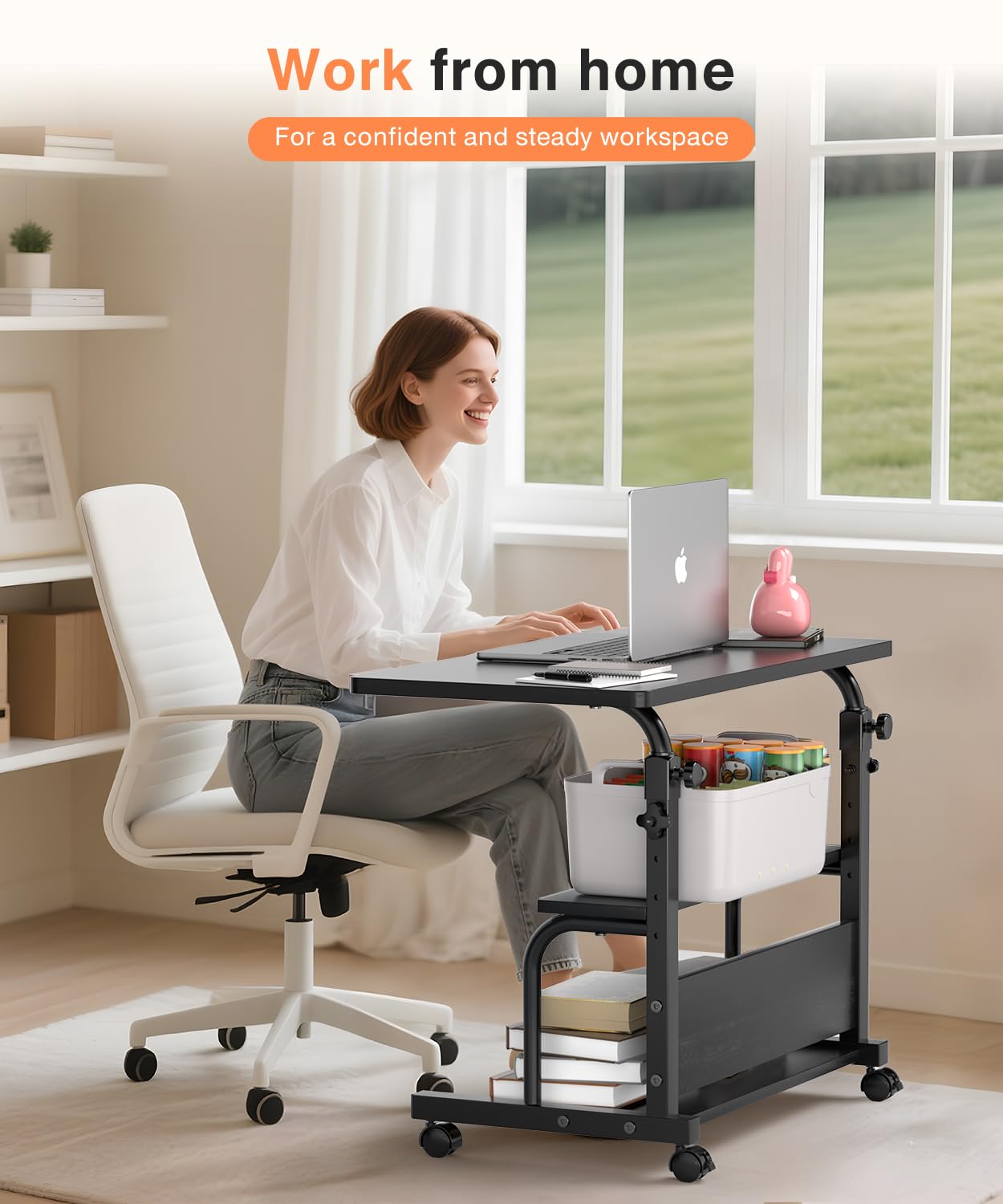 QZMDSM black home office setup offers sleek, space-saving organization.