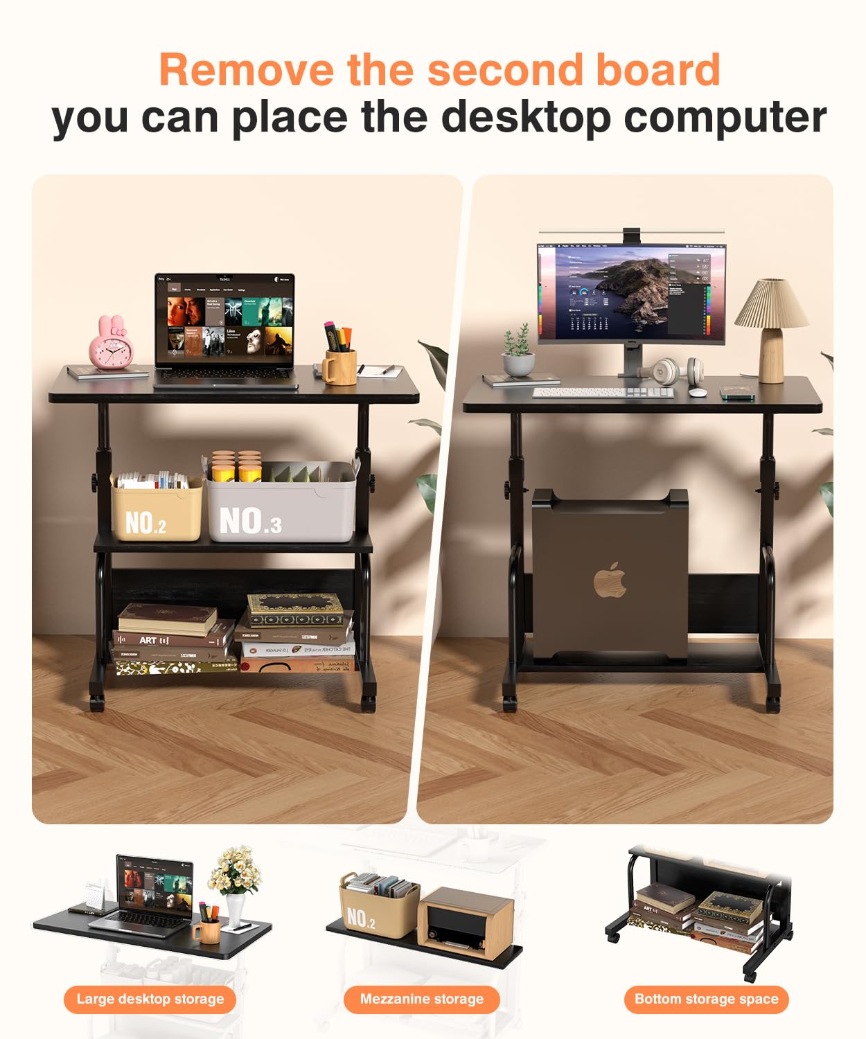 QZMDSM desk on wheels enables effortless movement between rooms.