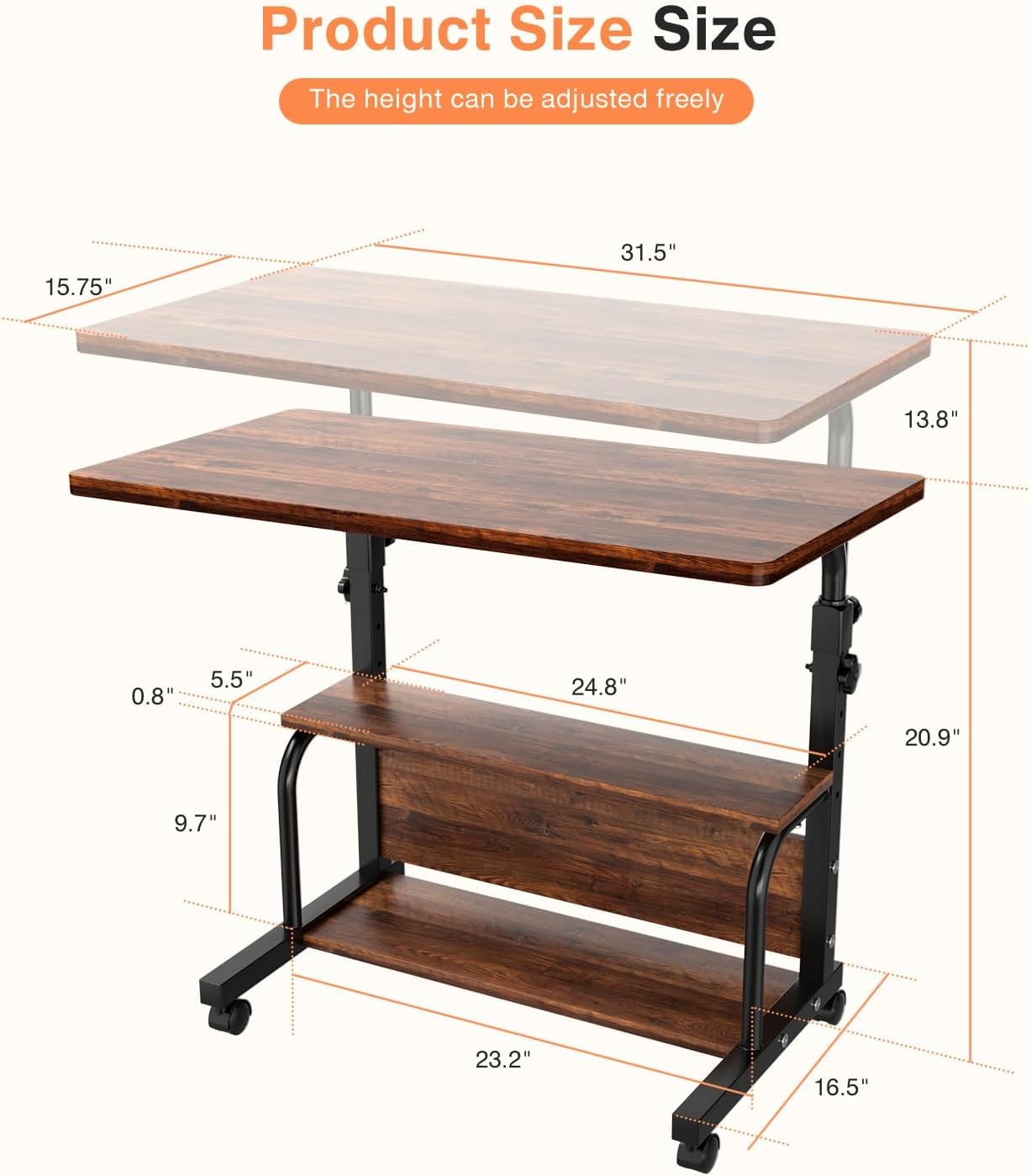 QZMDSM desk with three-layer storage shelves keeps supplies organized.