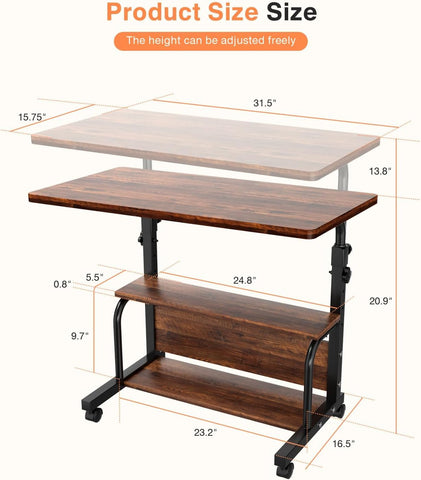 QZMDSM desk with three-layer storage shelves keeps supplies organized.