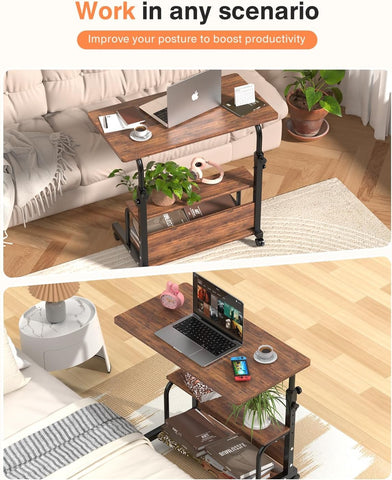 QZMDSM mobile desk with rollers for effortless repositioning.