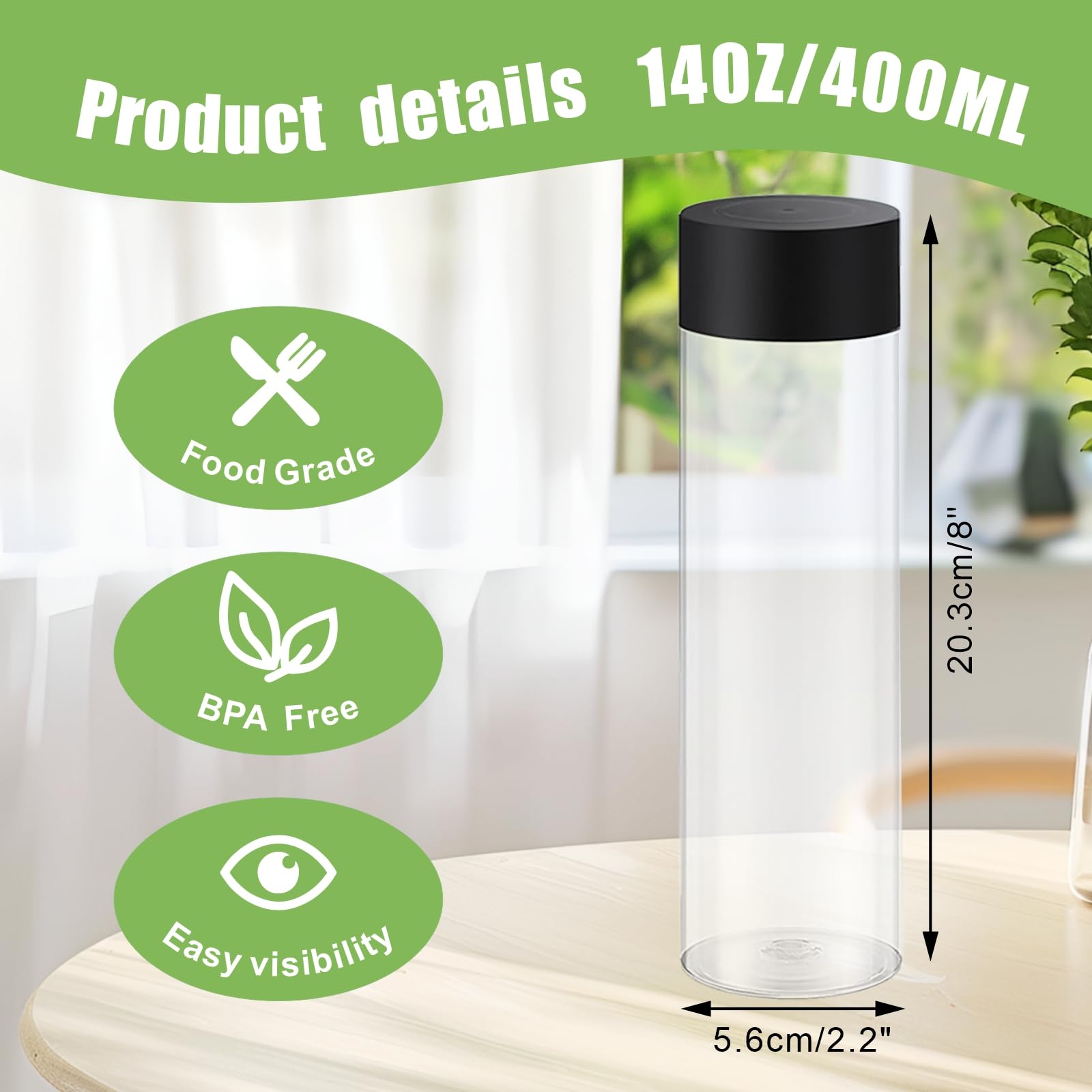 QZV wide-mouth bottle ideal for easy filling with liquids or crafts.