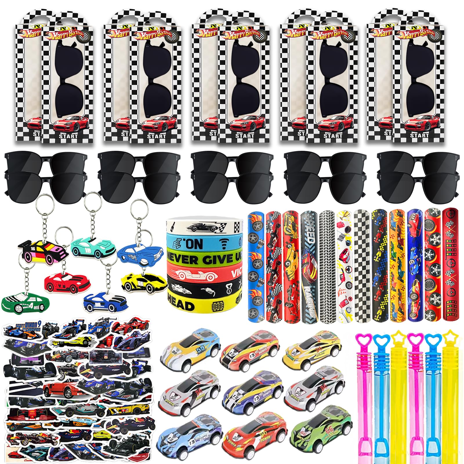 QZYCMHOO race car party favors boxes for vibrant birthday decor and gift packaging.