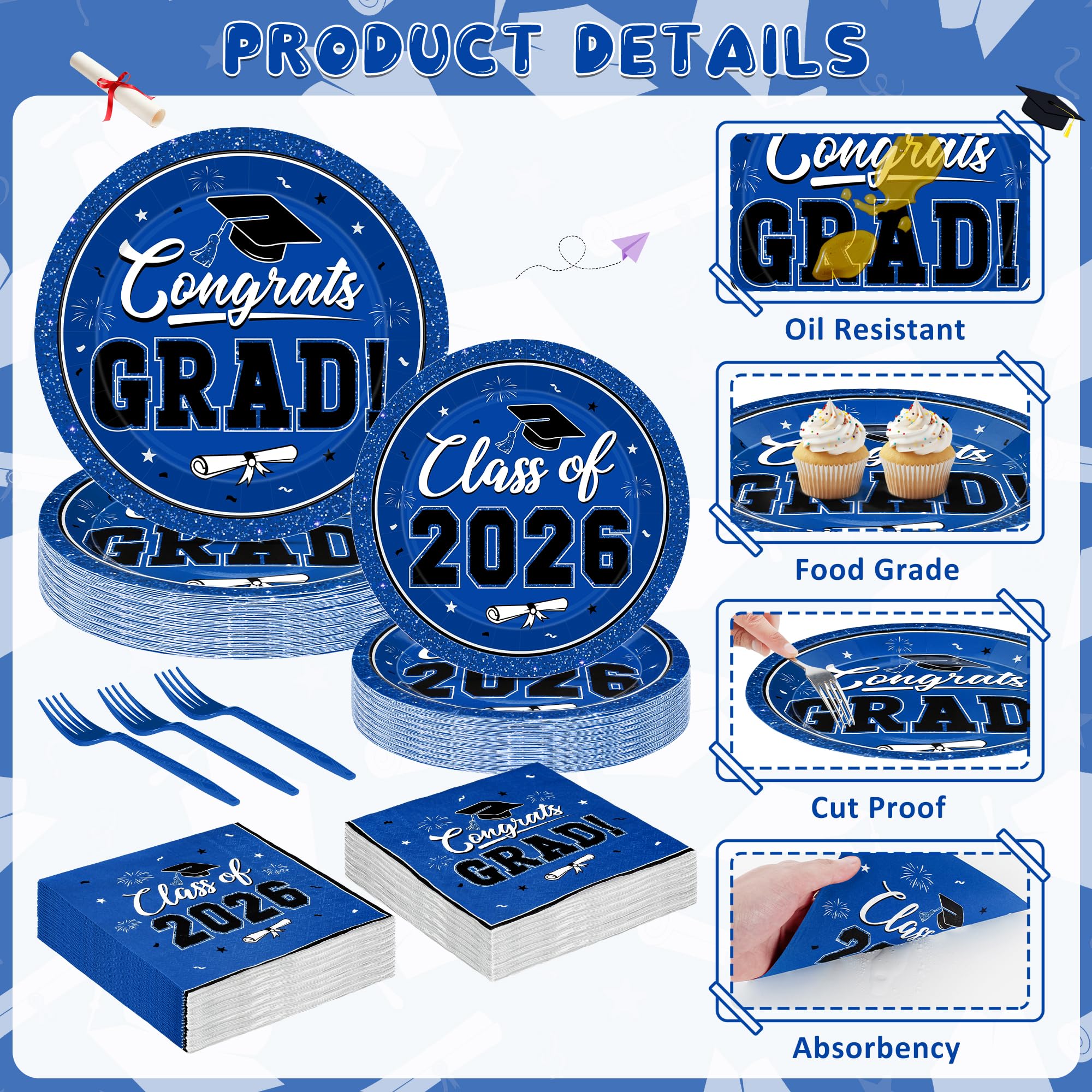 QZYL blue grad napkins 6.5-inch soft and absorbent for spills
