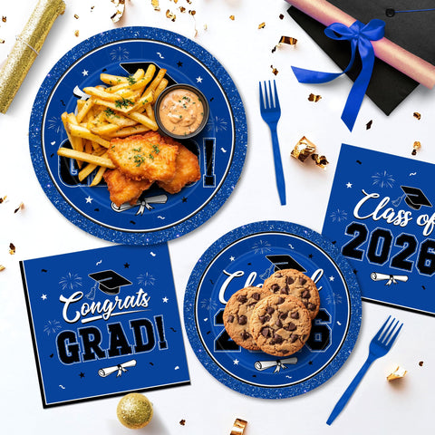 QZYL congrats grad 2026 text on plates for themed celebrations