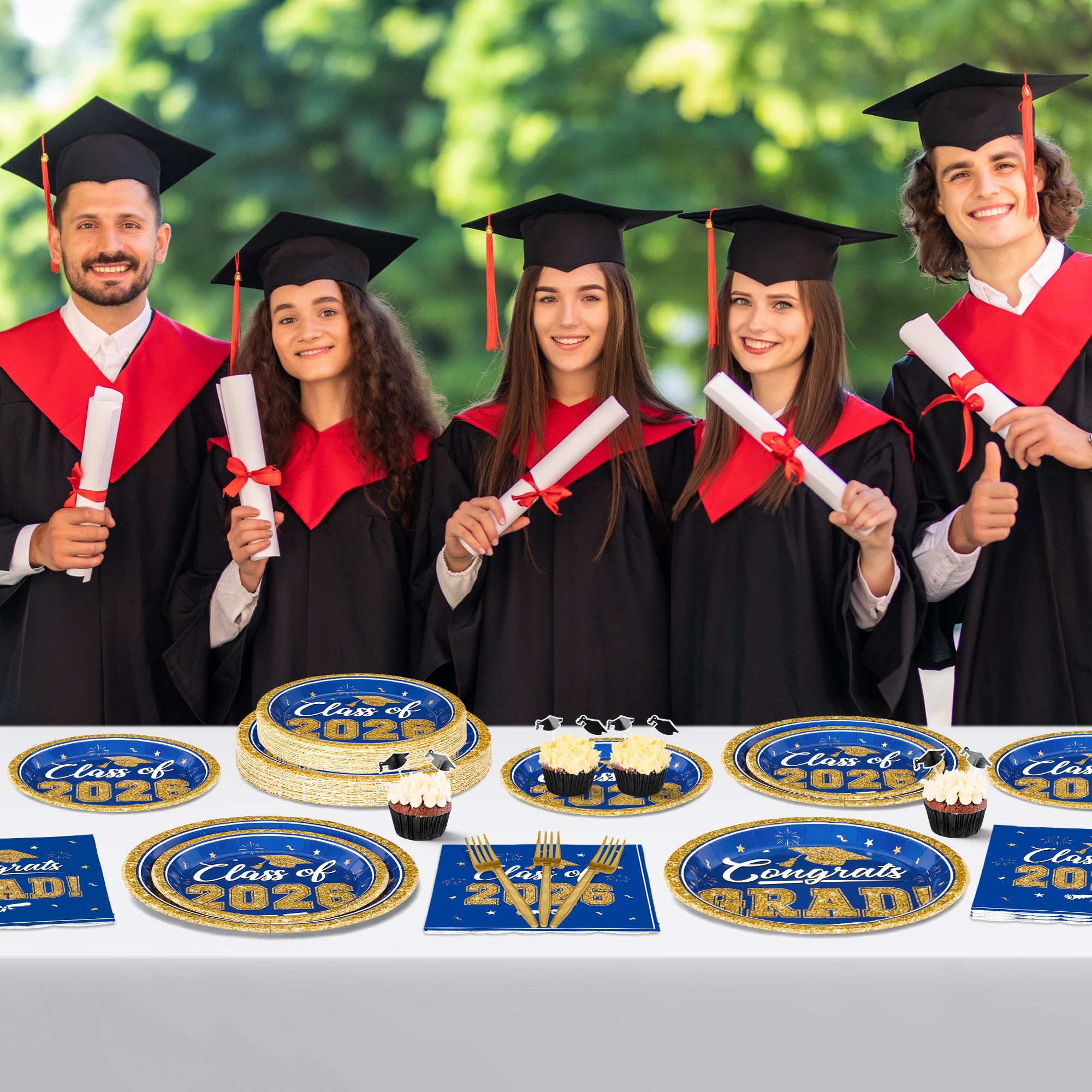 QZYL caps-scrolls graphic image in blue-gold for celebratory moments