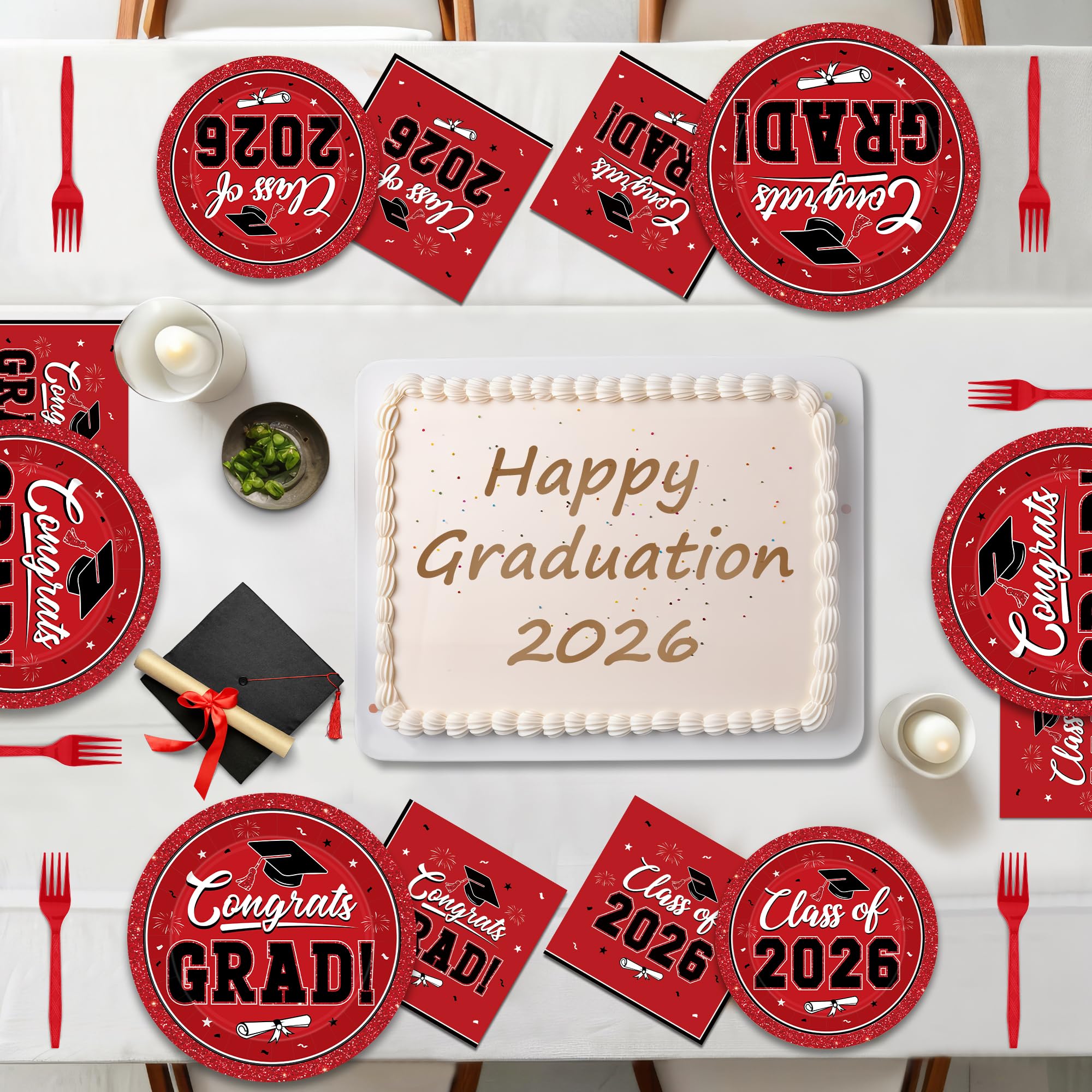 QZYL full 200-piece graduation set for effortless hosting of 50 guests