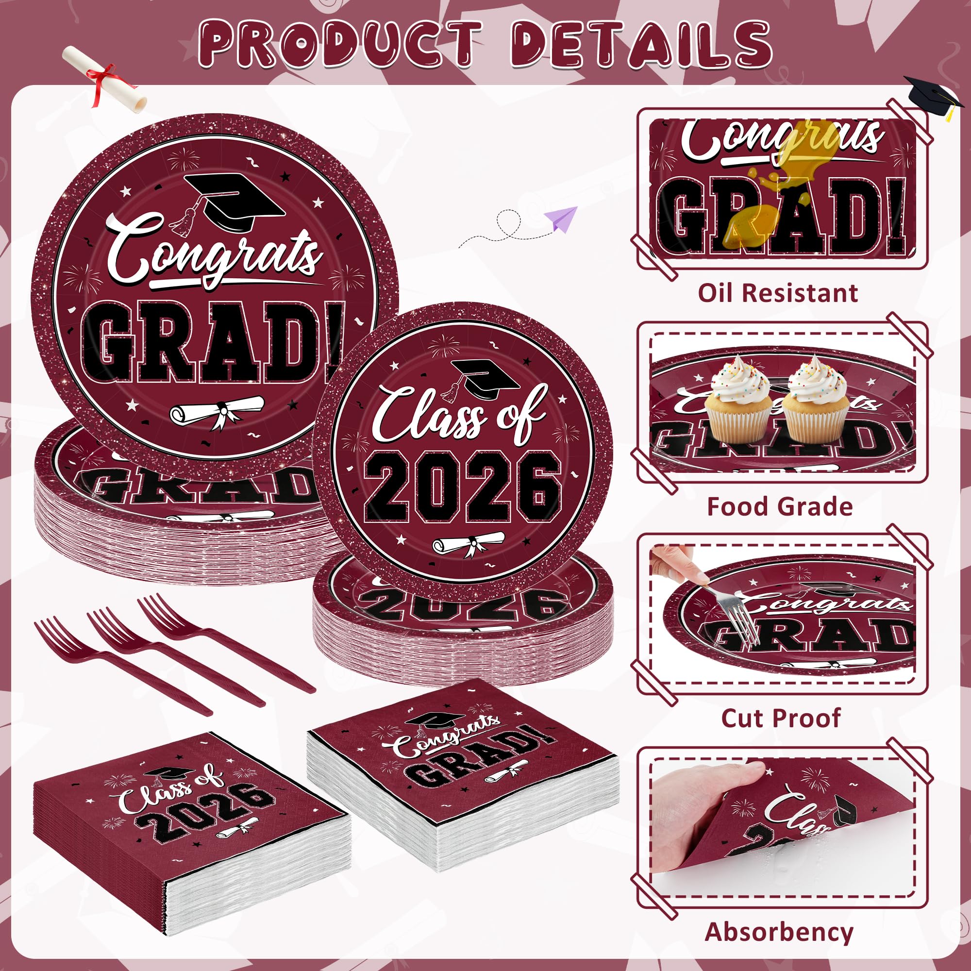 QZYL 6.5-inch napkins in burgundy offer moisture resistance and practical coverage.
