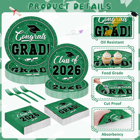 QZYL green graduation napkins 6.5-inch for cohesive table styling
