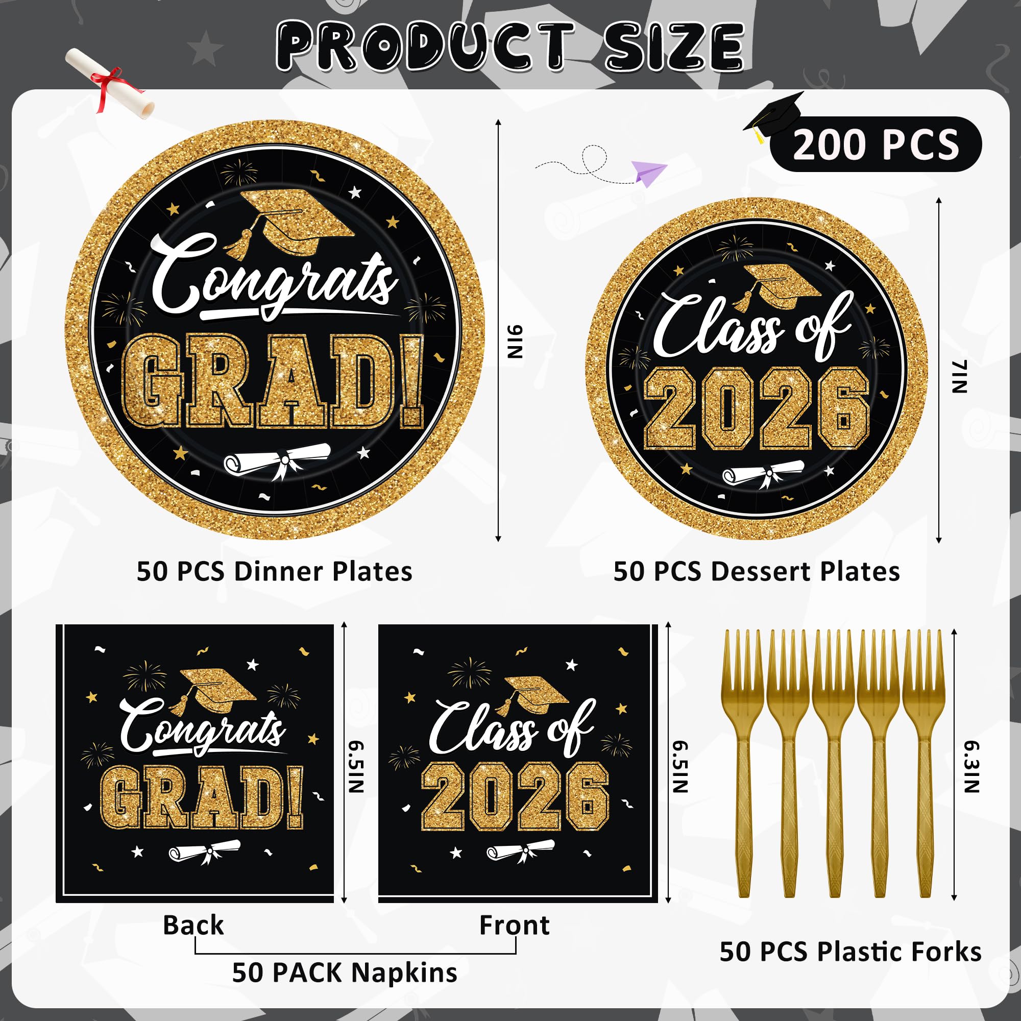 QZYL graduation 7-inch dessert plates for a stylish, coordinated table.