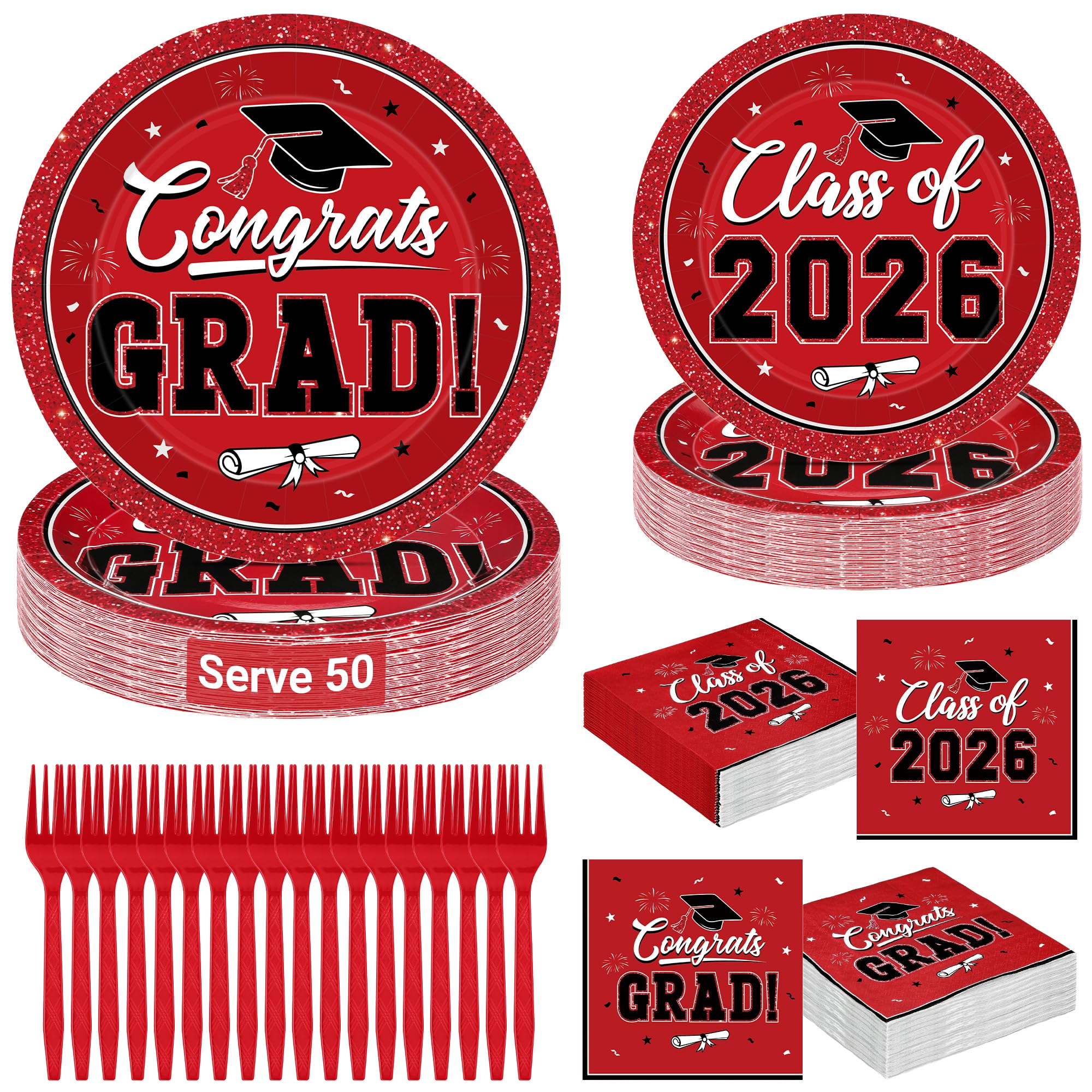 QZYL graduation plates 9-inch red design, perfect for a cohesive table setting