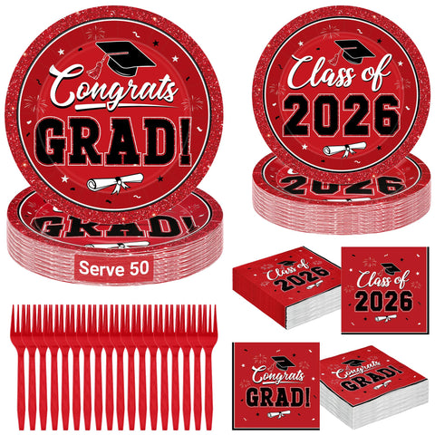 QZYL graduation plates 9-inch red design, perfect for a cohesive table setting