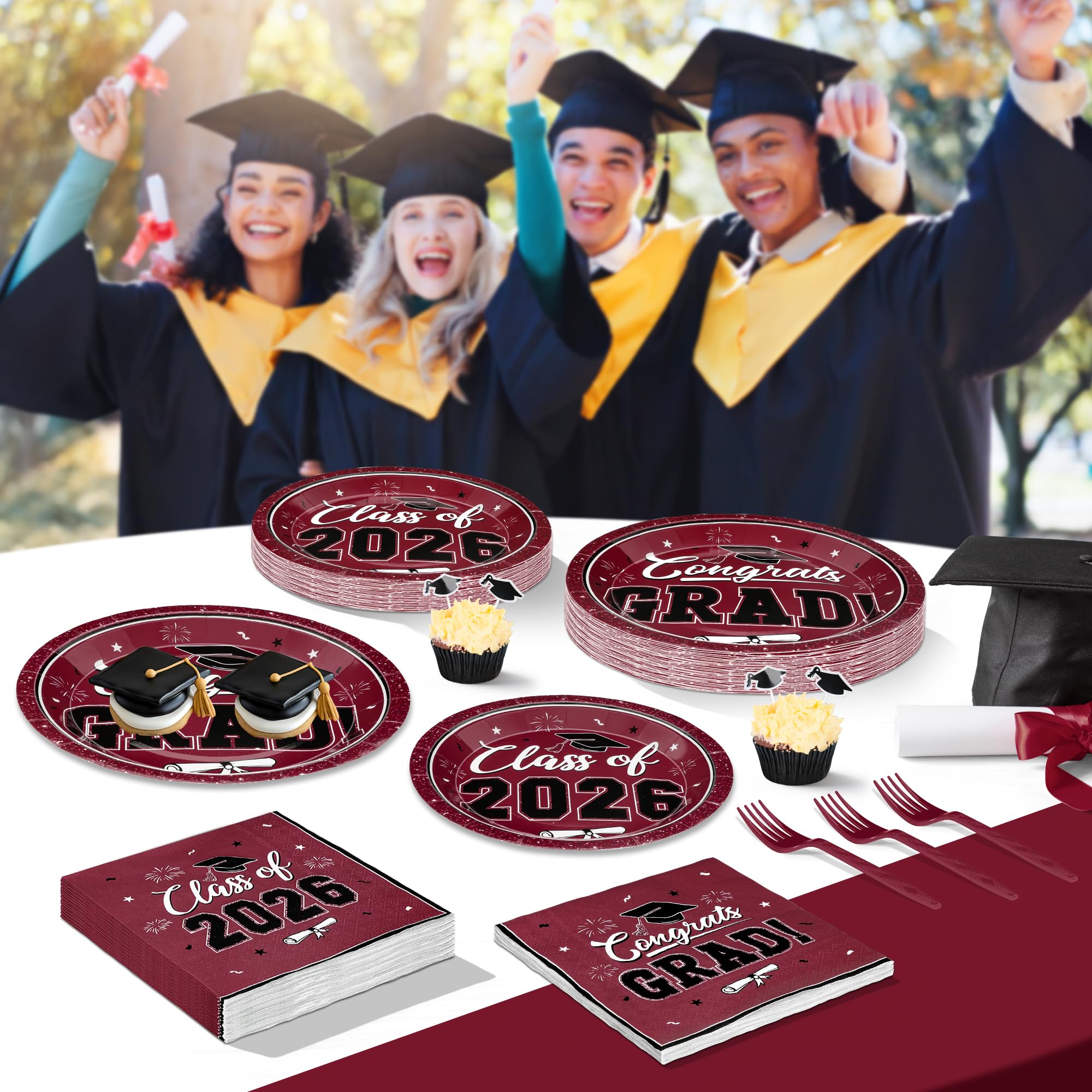 QZYL 200-piece set eases planning for 50 guests at graduation events.