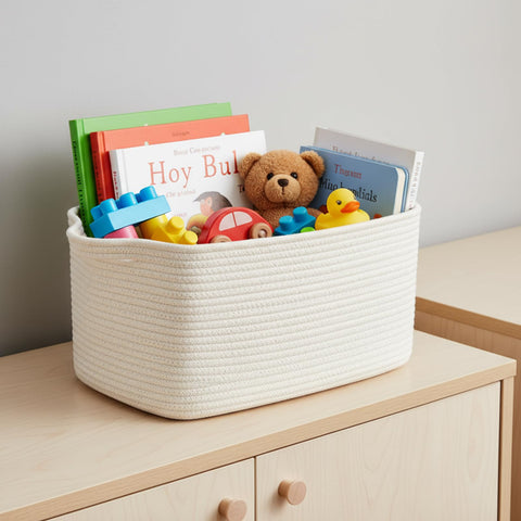 R RUNKA blanket storage basket keeps throws neatly tucked in living spaces