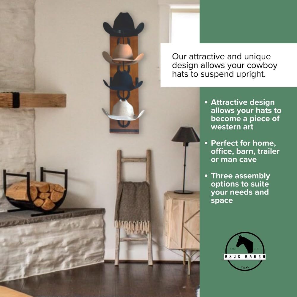 R828 Ranch spacious display fits hats of all sizes with style.