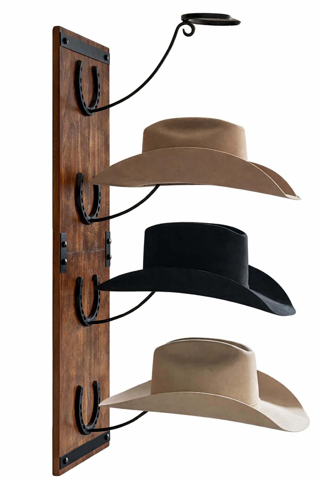 R828 Ranch wall-mounted cowboy hat rack displaying hats upright.