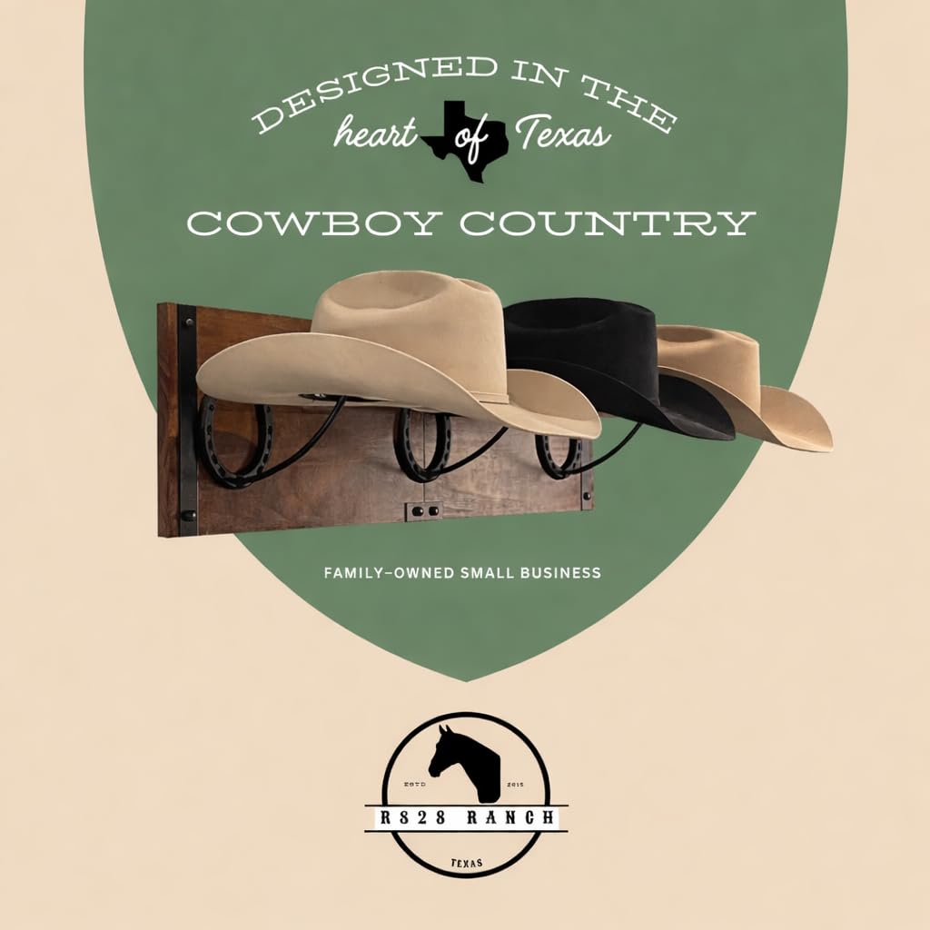 R828 Ranch wood hat holder highlights natural grain and sturdy design.