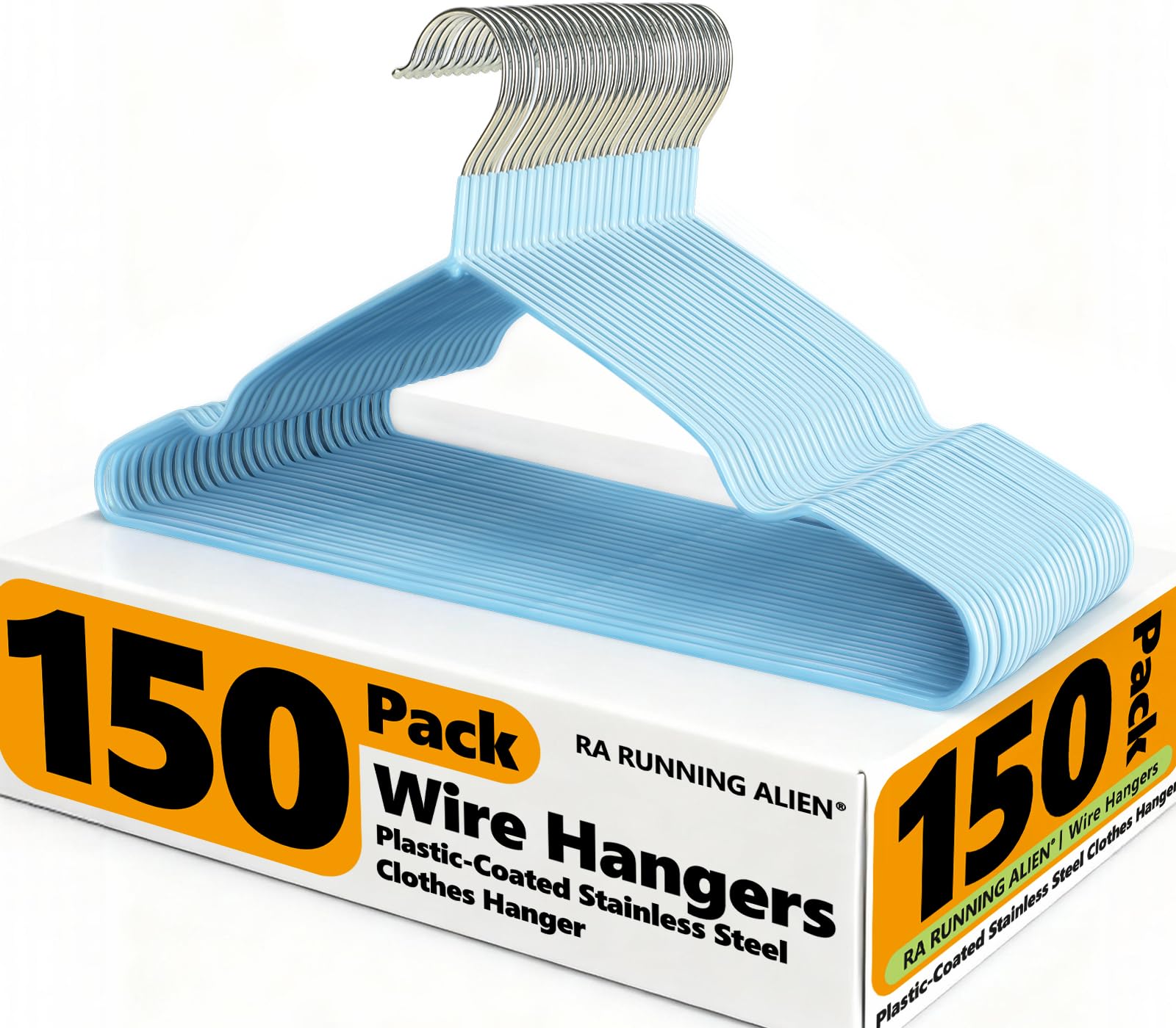 RA RUNNING ALIEN 150-pack clothes hangers for bulk closet organization and efficiency
