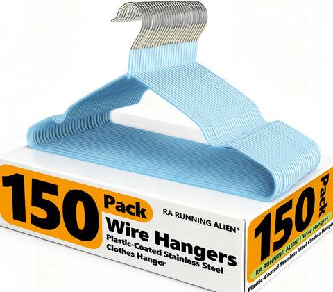 RA RUNNING ALIEN 150-pack clothes hangers for bulk closet organization and efficiency