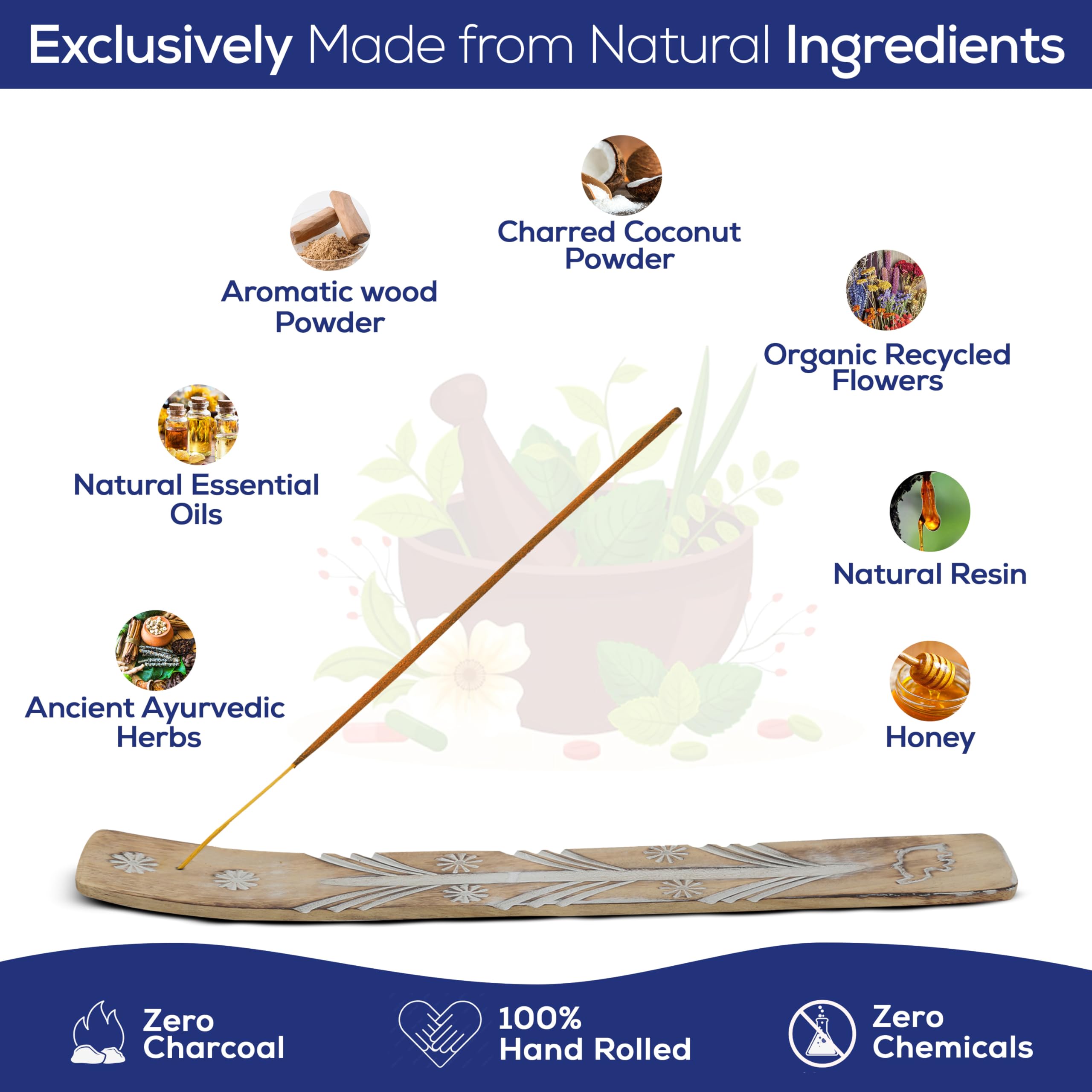 Raajsee natural, hand-rolled Nagchampa incense blend.
