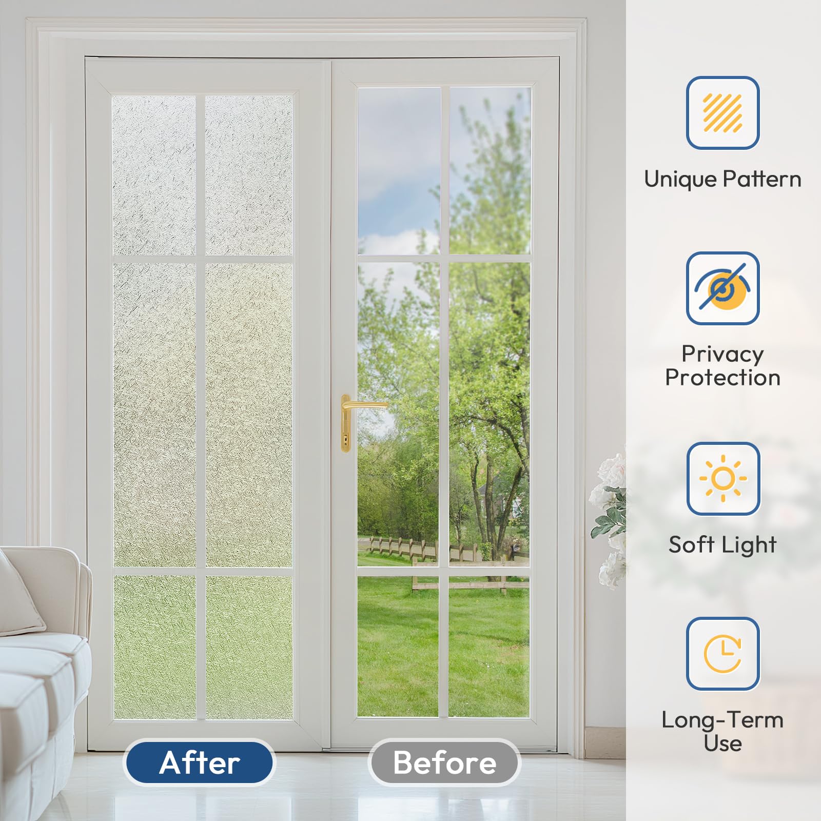 Rabbitgoo decorative window film enhances home and office glass decor.