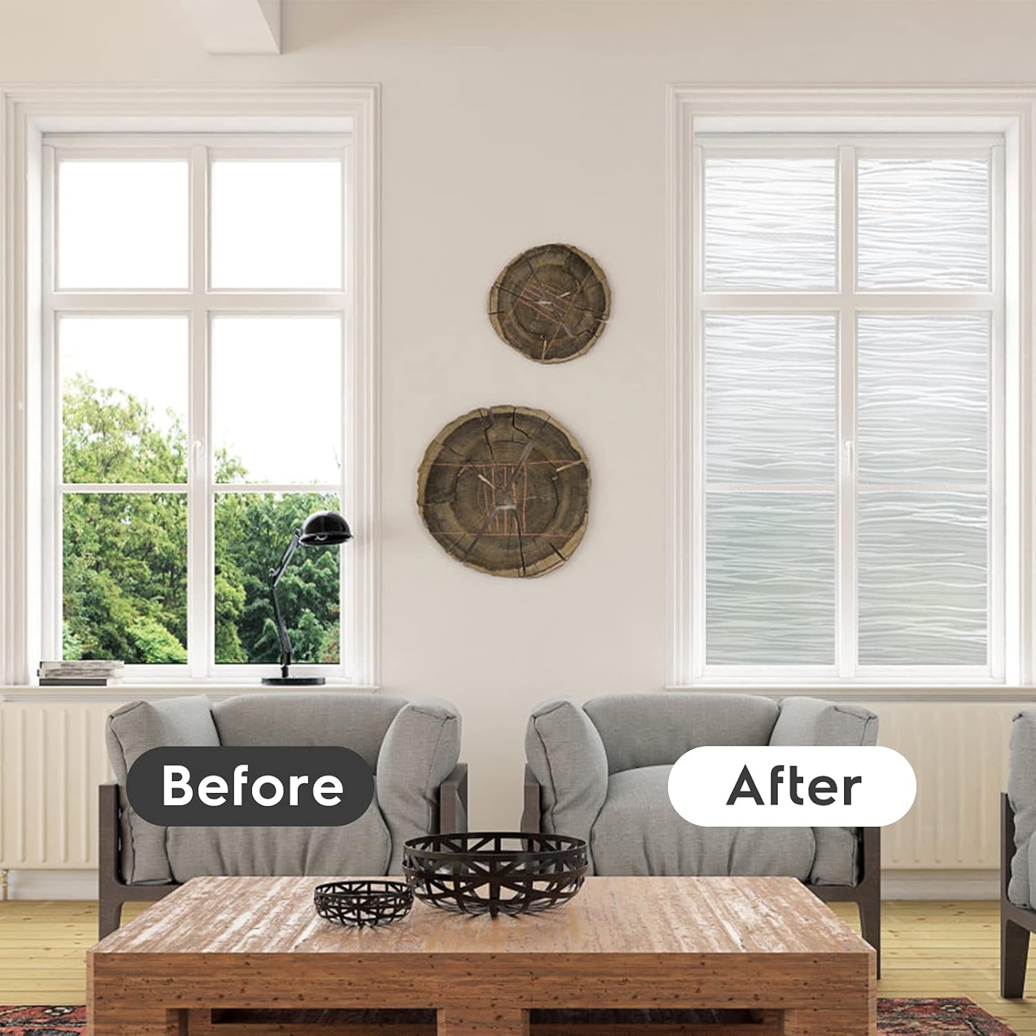 Rabbitgoo front door window covering provides decor and diffused light
