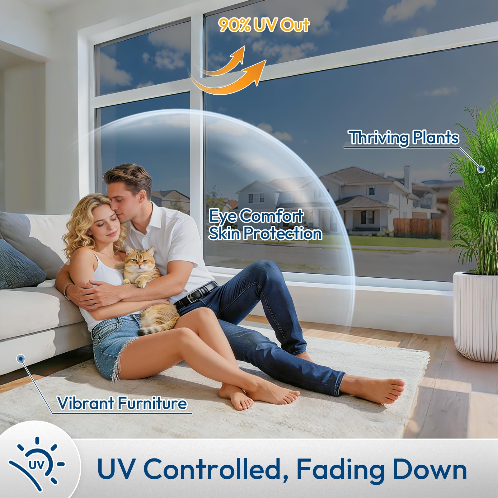 Rabbitgoo heat-control film blocks infrared heat for cooler rooms in summer.