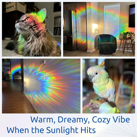 Rabbitgoo iridescent suncatcher window sticker enhances ambience with shimmering hues.