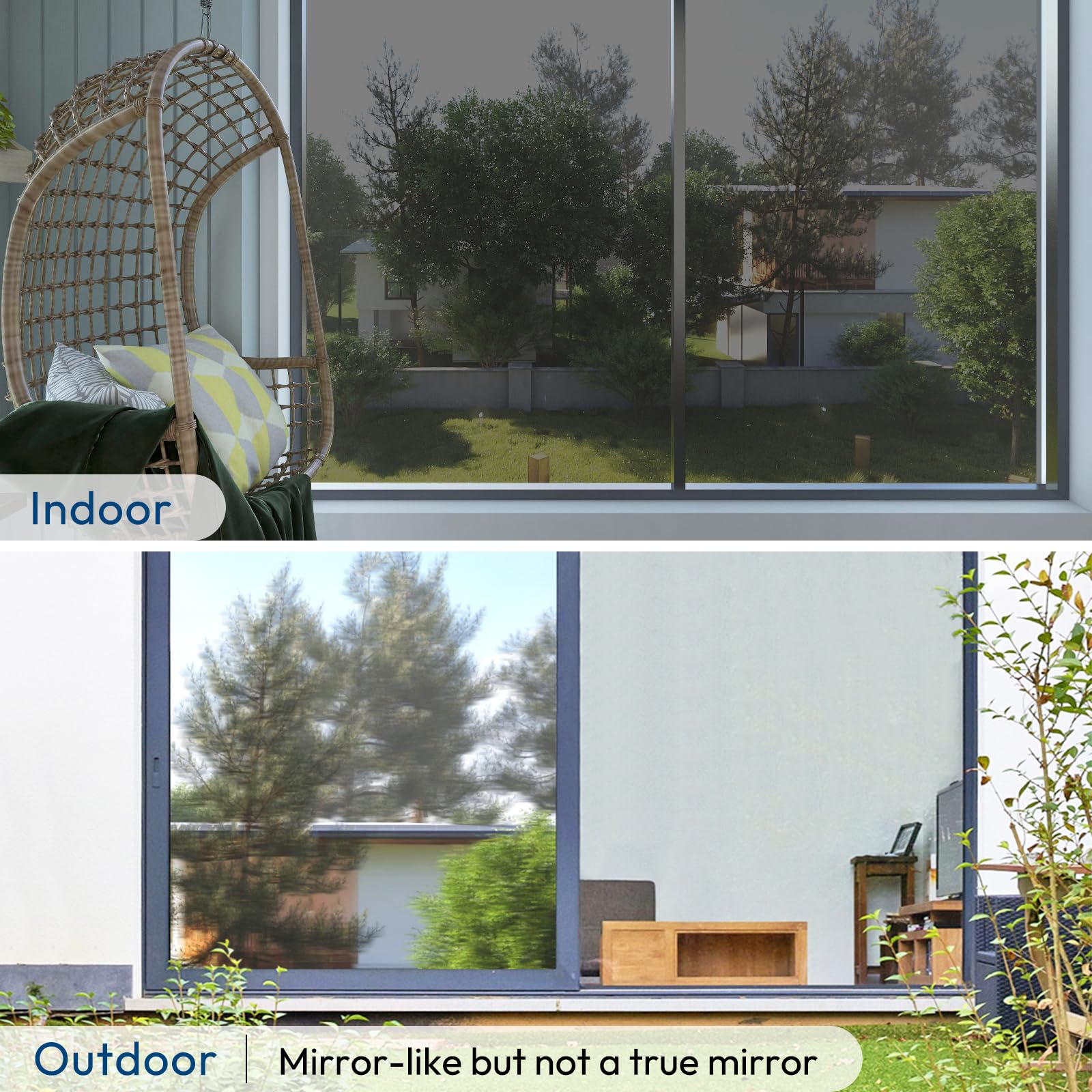 Rabbitgoo mirror-like privacy film maintains daylight while boosting privacy