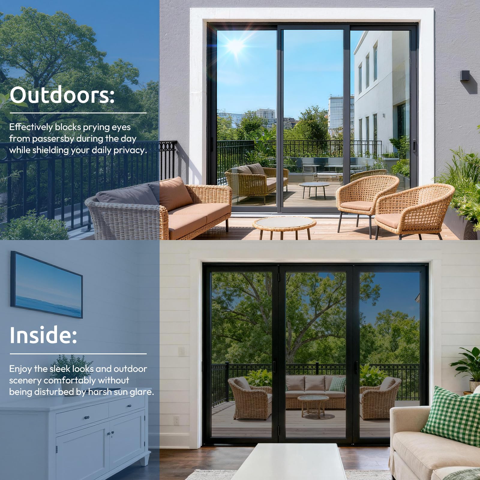Rabbitgoo modern sleek privacy film finish adds contemporary style