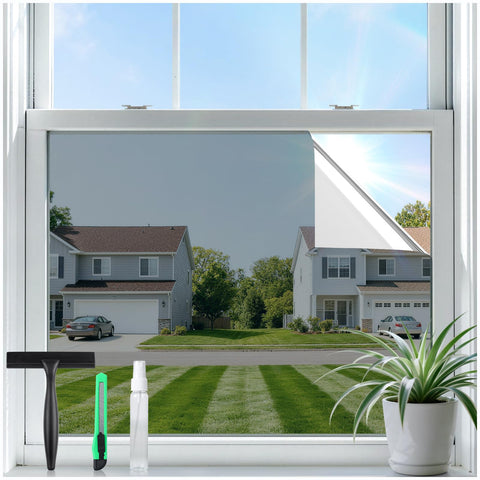 Rabbitgoo one-way privacy film demonstrates daytime privacy on a bright window