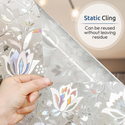 Rabbitgoo Rainbow Tulip Window Film catches sunlight, creating a gentle rainbow