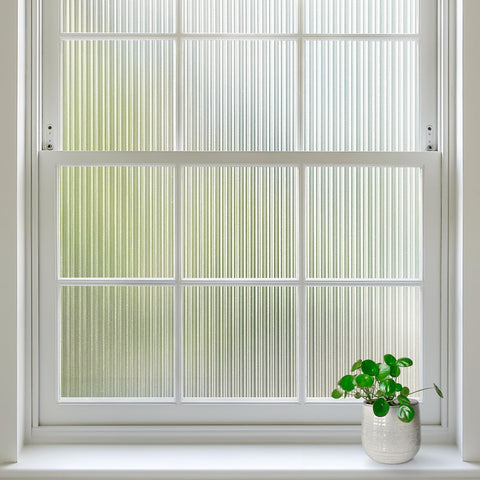 rabbitgoo Reeded glass window film provides privacy with a 3D look and natural light.