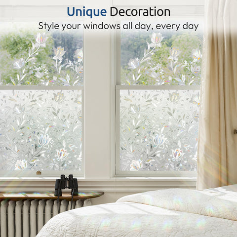 Sunlight diffuses through tulip design into a soft rainbow.
