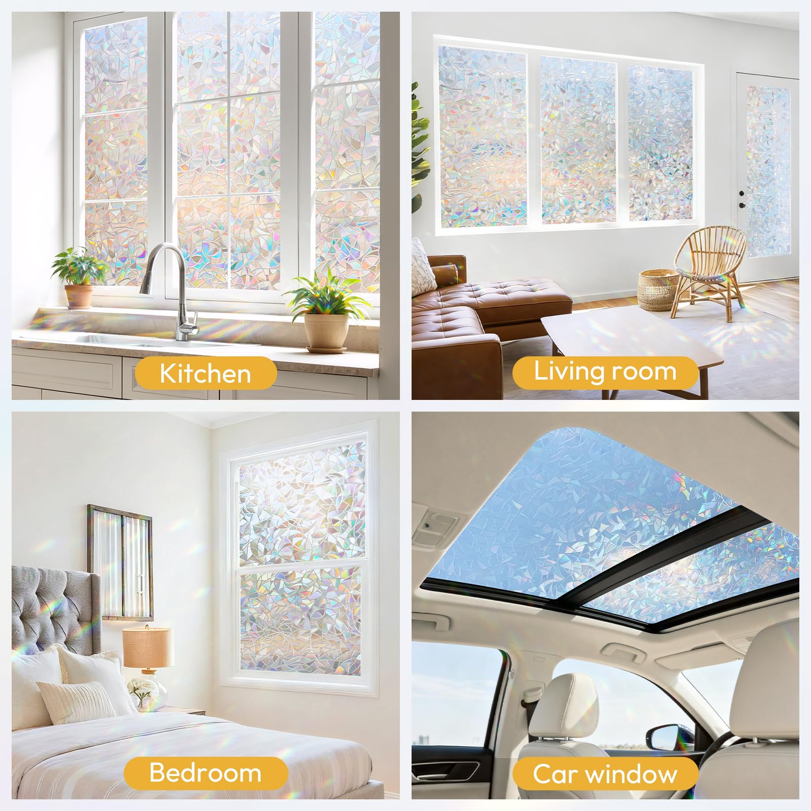 Rabbitgoo soft-light privacy window film preserves natural light while obscuring distant views.