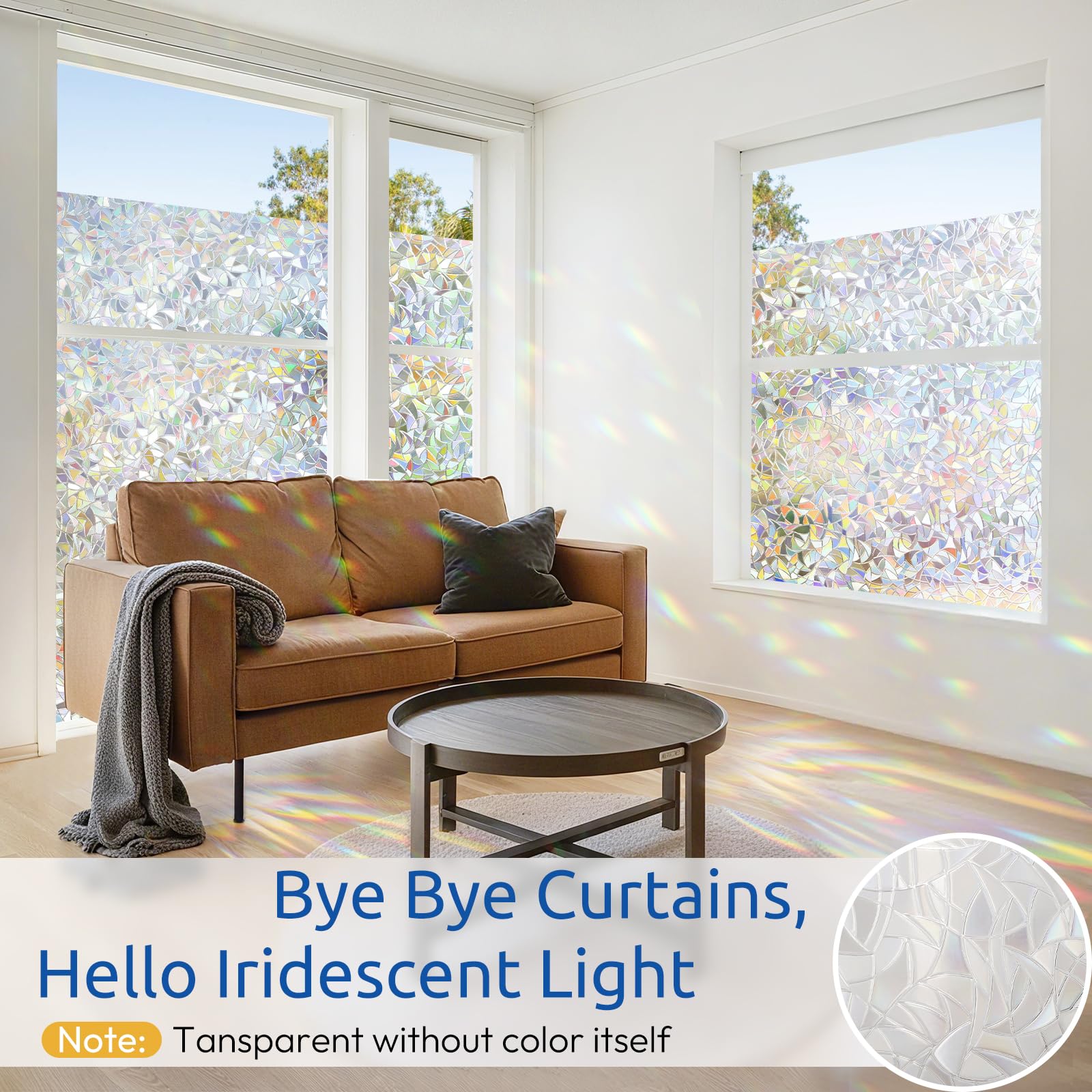 Rabbitgoo 3D etched rainbow effect adds iridescent charm to any window.