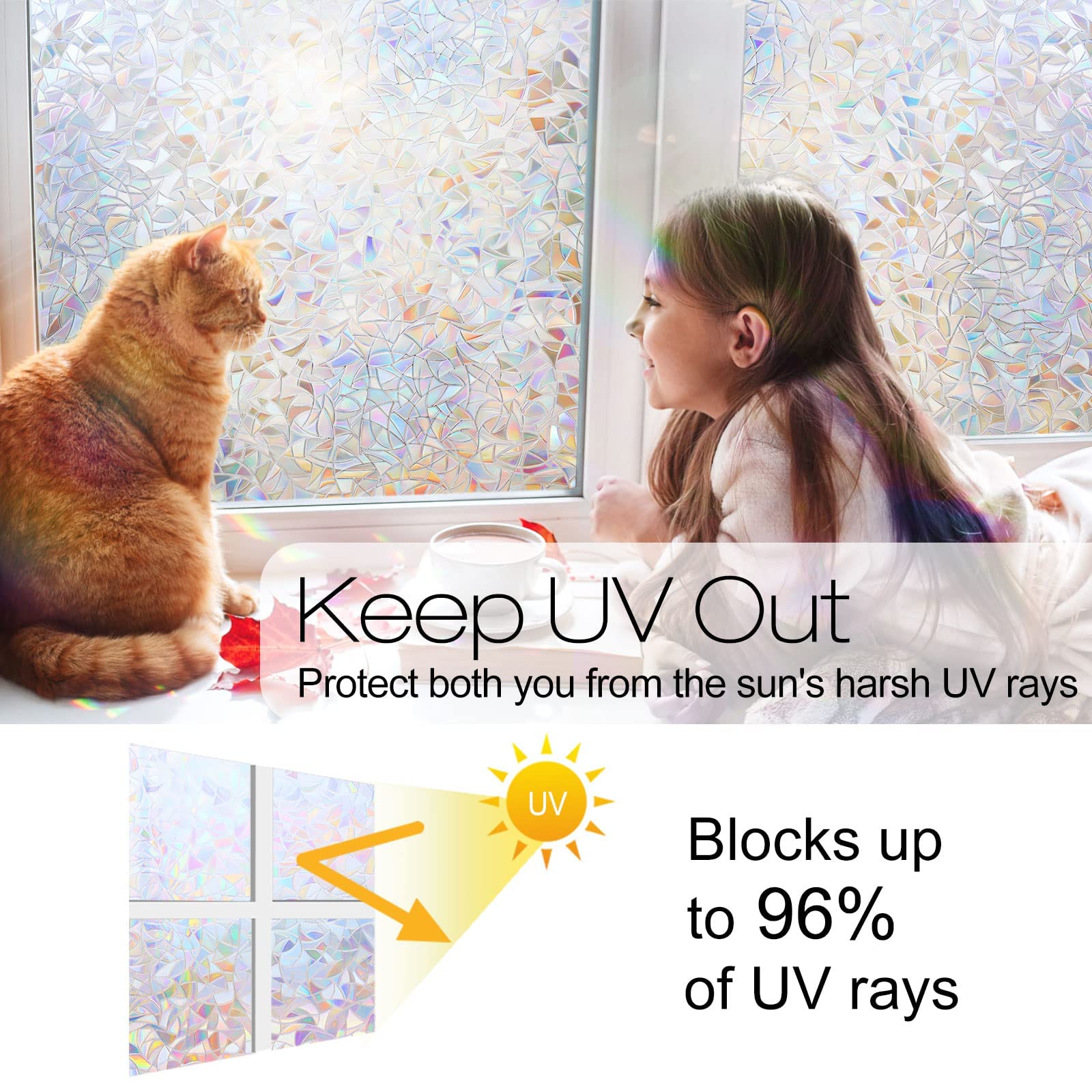 Rabbitgoo static cling film with no glue for easy removal.