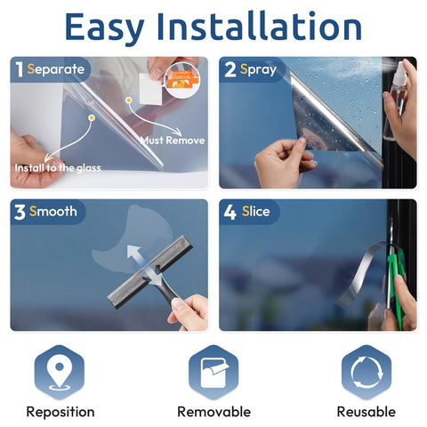 Rabbitgoo static cling window film adheres without glue or residue