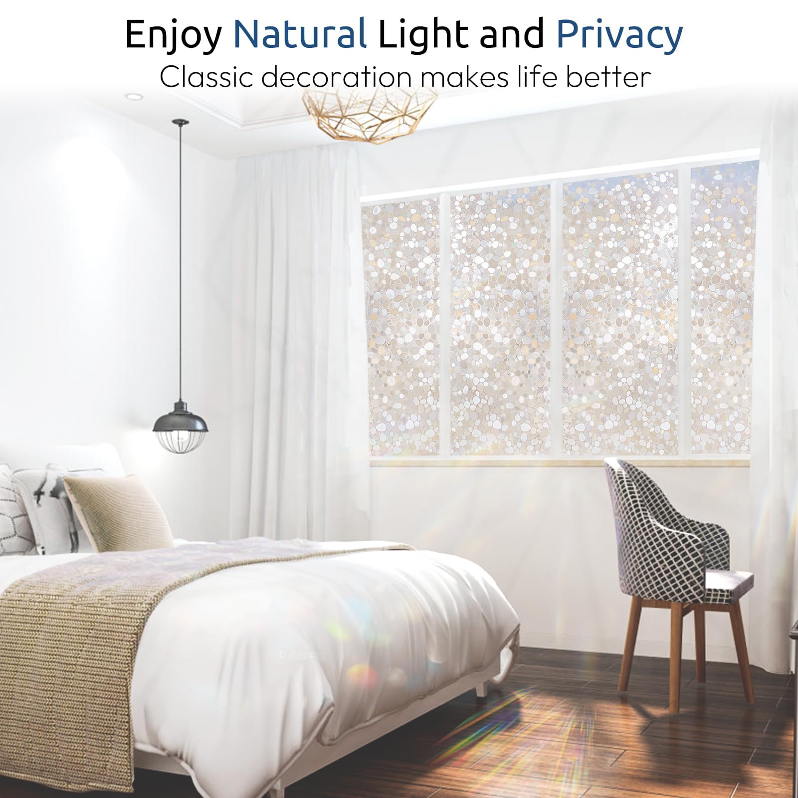 Rabbitgoo rainbow pebble decor adds elegant glow to living rooms and offices while diffusing light.