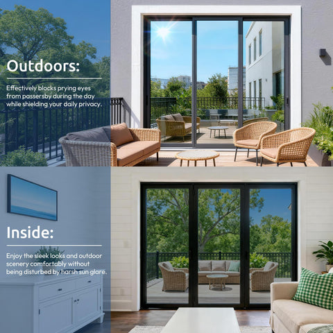 Rabbitgoo window film measures 23-6 inches by 6-5 feet in silver