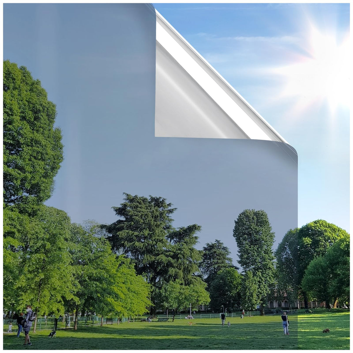 Rabbitgoo window privacy film with mirror tint for daytime privacy.