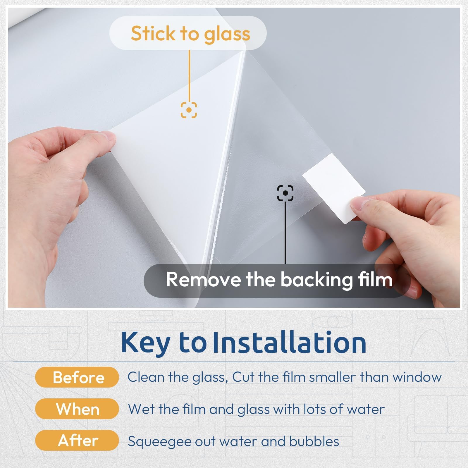 Rabbitgoo static cling privacy film ready for glue-free installation