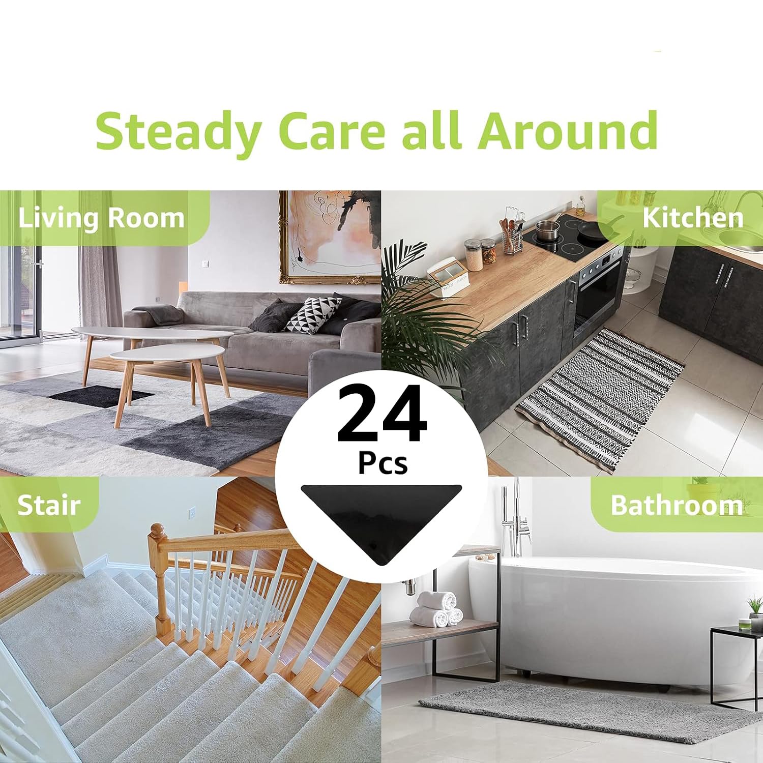 Rabenda dual-side stickers enable easy rug installation