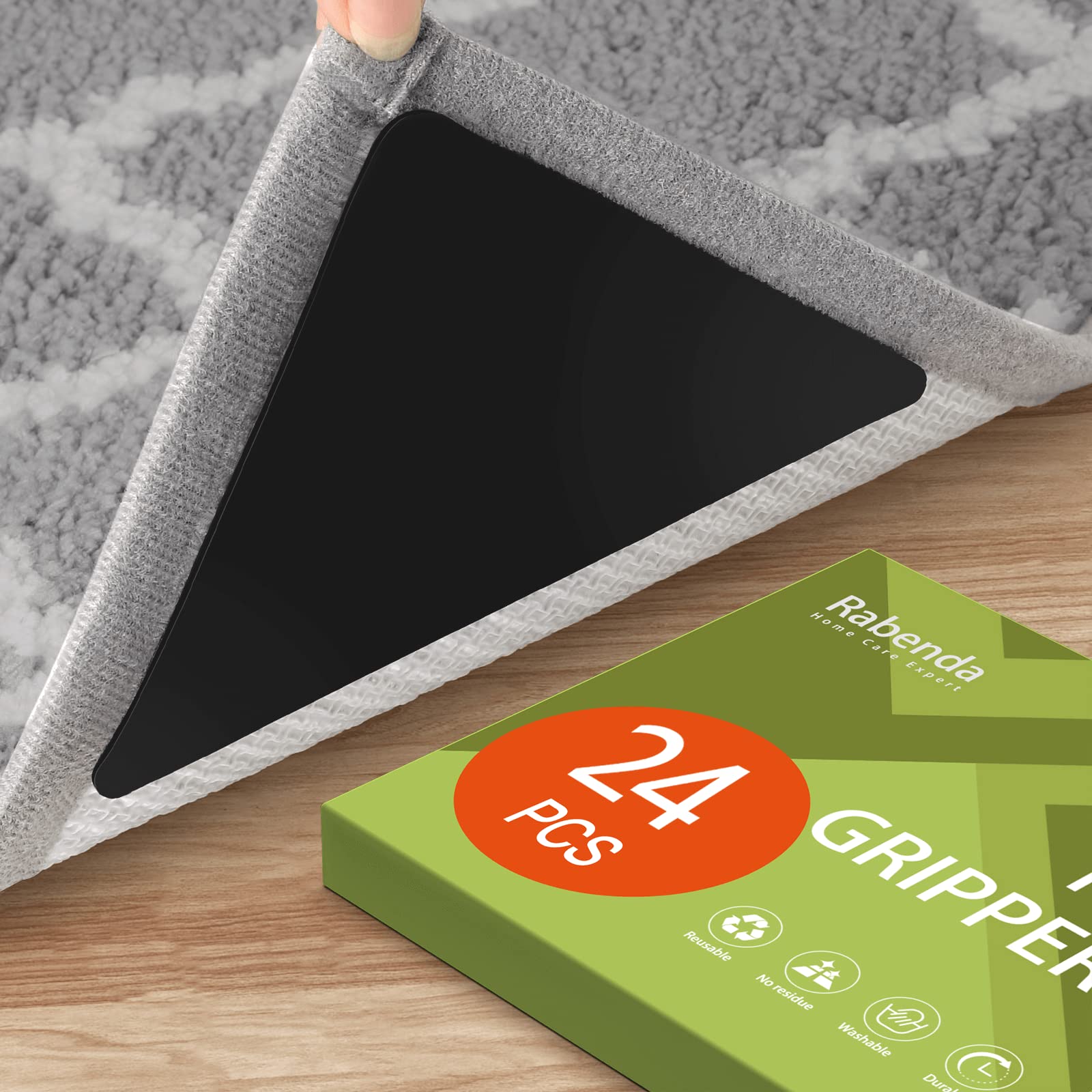 Rabenda rug grippers with triangle design for strong floor adhesion