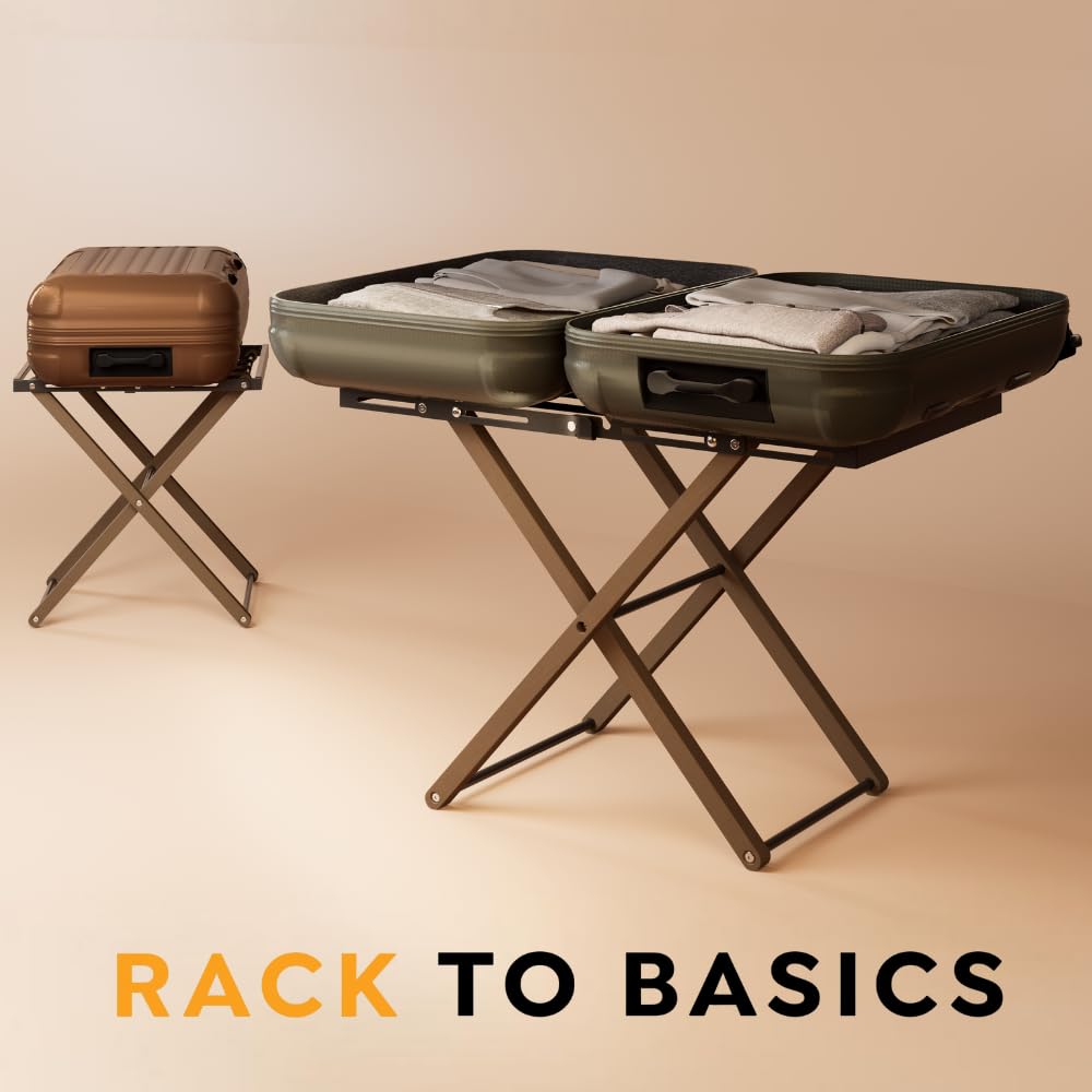 Rack to Basics luggage rack suits hotels and Airbnbs.