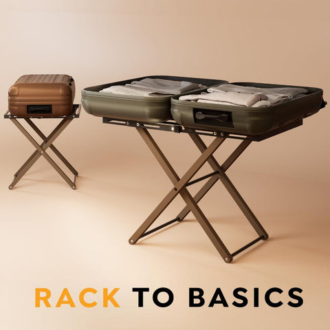 Rack to Basics luggage rack suits hotels and Airbnbs.